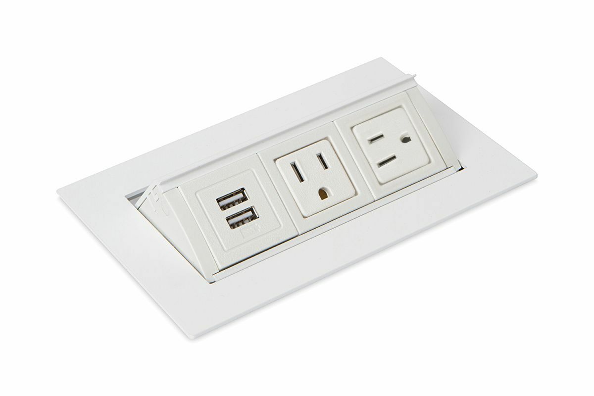 PCS82B/U1 - Flip-up Power Grommet - 2 Power/1 Dual USB Charger